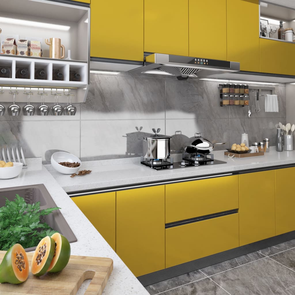 VidaXL Möbelfolie selbstklebend 500x90 cm PVC Hochglanz goldfarben