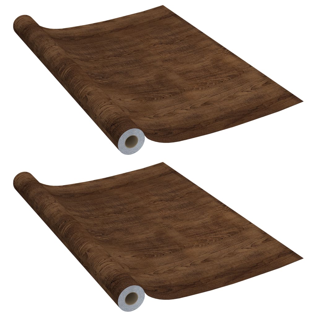 Nábytkové oleje Vidaxl Self -Adhesive 2 PCS 500x90 cm PVC Dark Oak -Colored