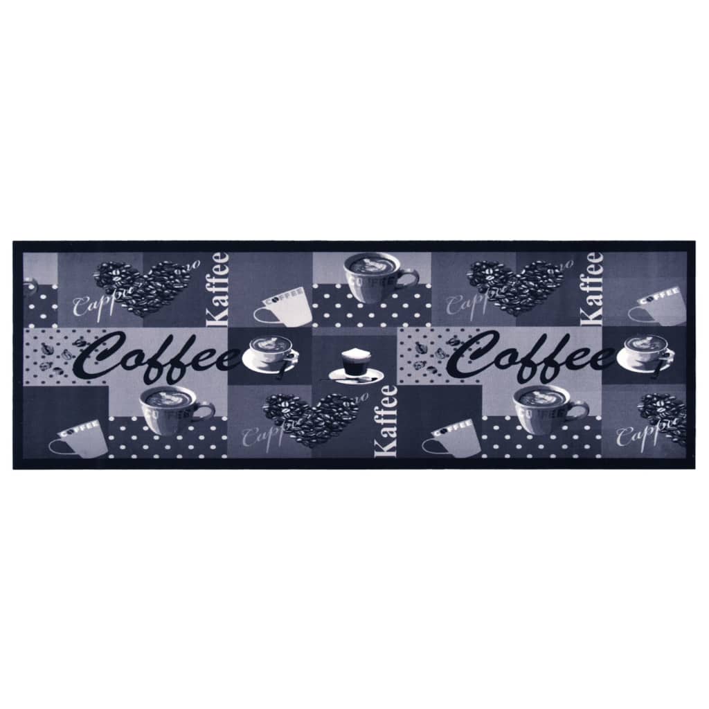 Vidaxl kitchen mat washable coffee 60x180 cm blue