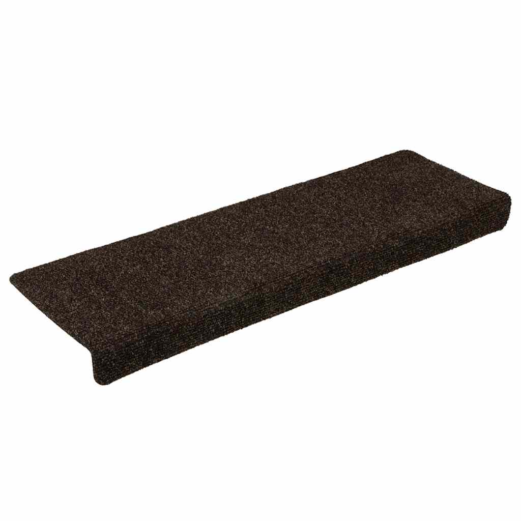 Vidaxl stair mats self-adhesive 15 pieces 65x21x4 cm dark brown rectangular edge