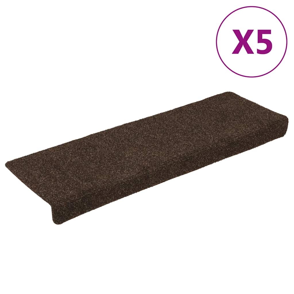 Vidaxl stair mats self-adhesive 15 pieces 65x21x4 cm brown rectangular edge