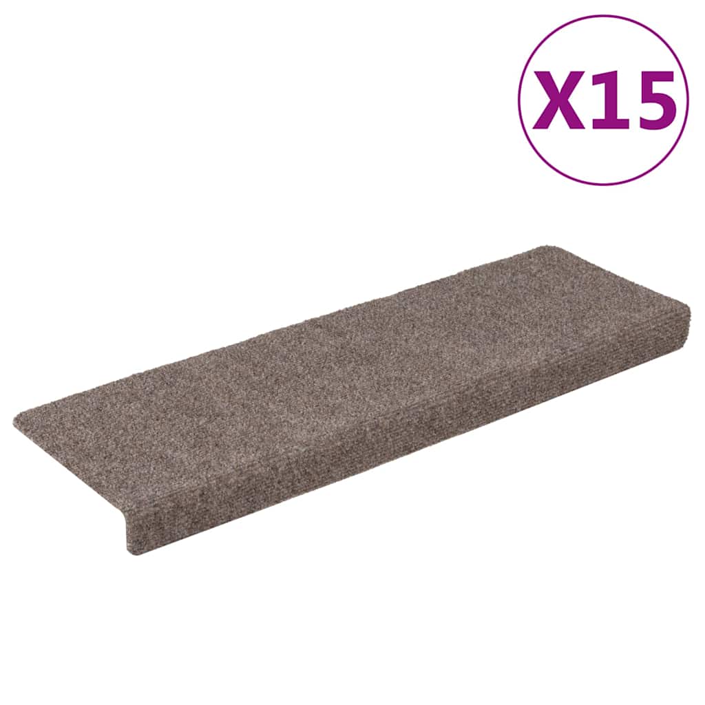 Vidaxl trapmatten zelfklevend 15 stuks 65x21x4 cm beige rechthoekige rand