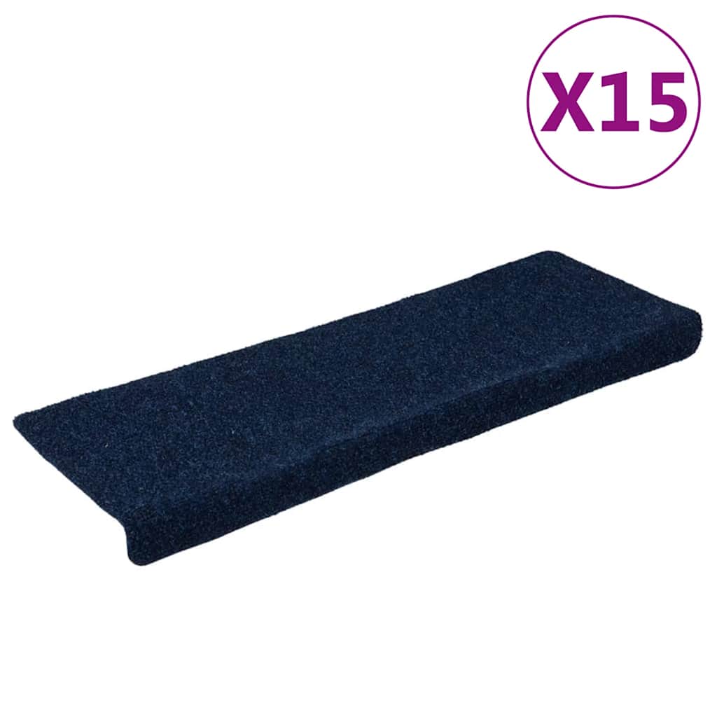Vidaxl tappetini per autoadesivo 15 pezzi 65x21x4 cm blu navy con bordo rettangolare