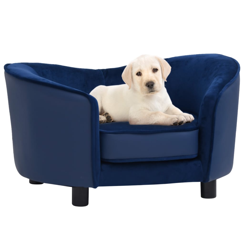 Vidaxl Dog Bank 69x49x40 cm Pluche and artificial leather blue