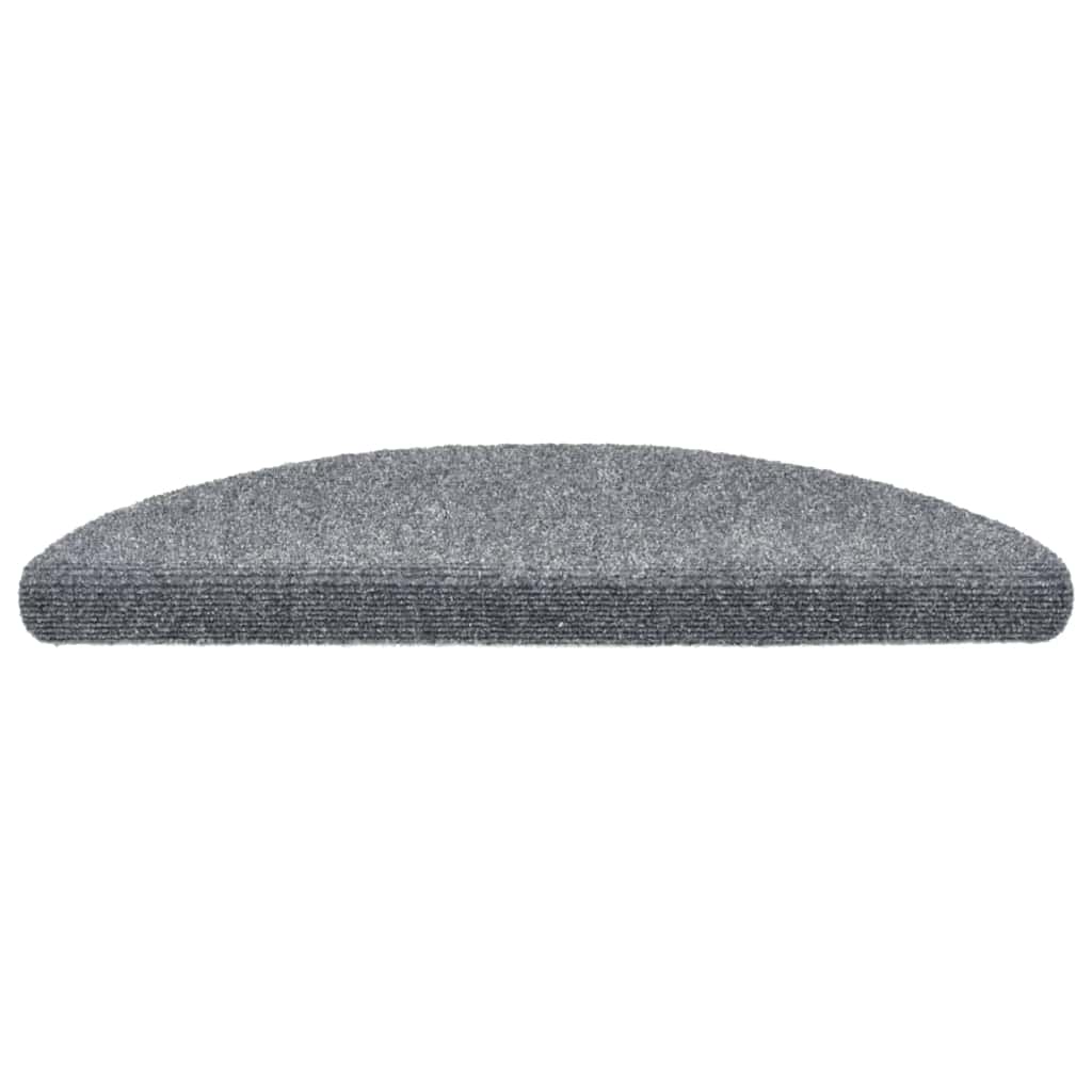 Vidaxl Self-Adhesive Stair Mats, Pack of 5, 56x17x3 cm, Light Grey, Half-Round