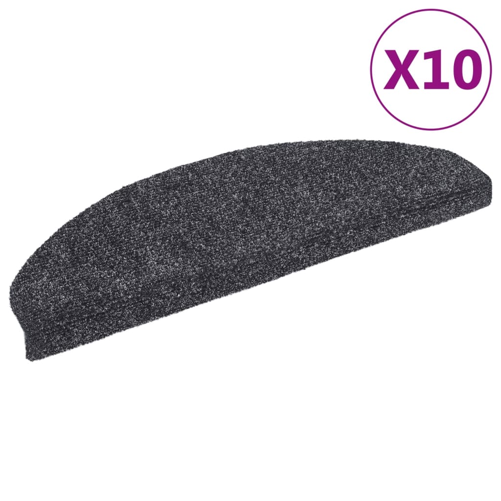 Vidaxl stair mats self-adhesive 10 pcs 65x21x4 cm dark gray half-round large