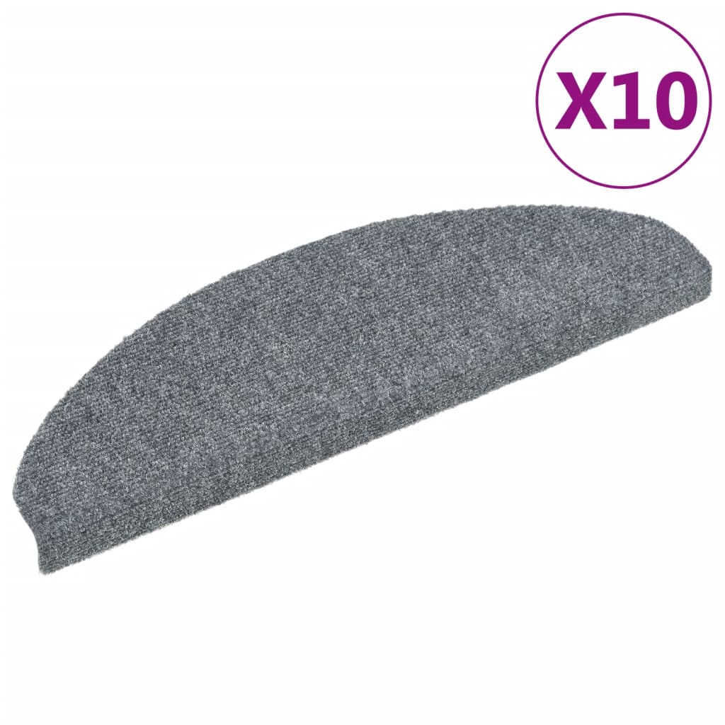 Mattes d'escalier vidaxl auto-adhésifs 10 pcs 65x21x4 cm Hémisphère gris clair grand