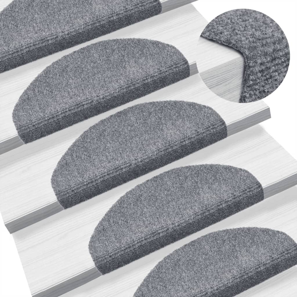 Mattes d'escalier vidaxl auto-adhésifs 10 pcs 65x21x4 cm Hémisphère gris clair grand