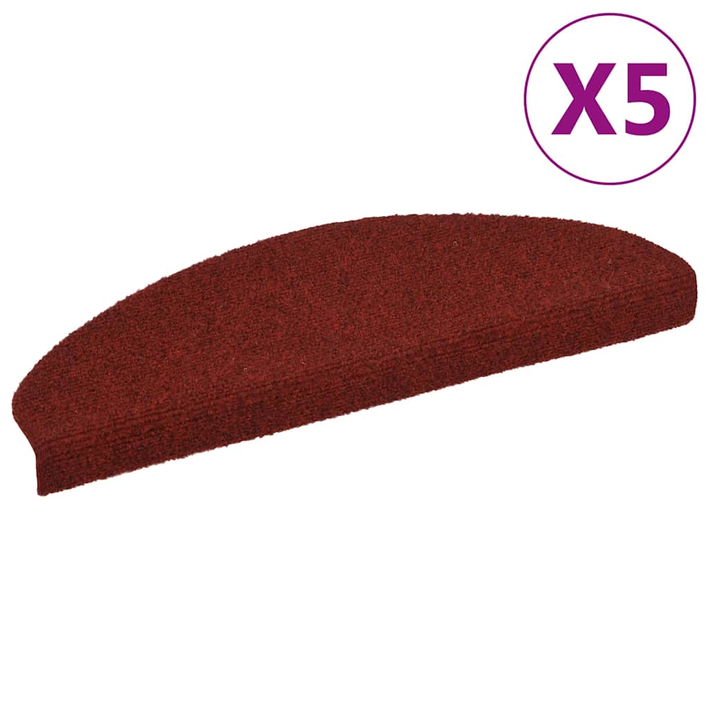 Vidaxl Mat à escalier auto-adhésif 5 pièces 65x21x4 cm Bordeaux Red Semi-Rounds grandes