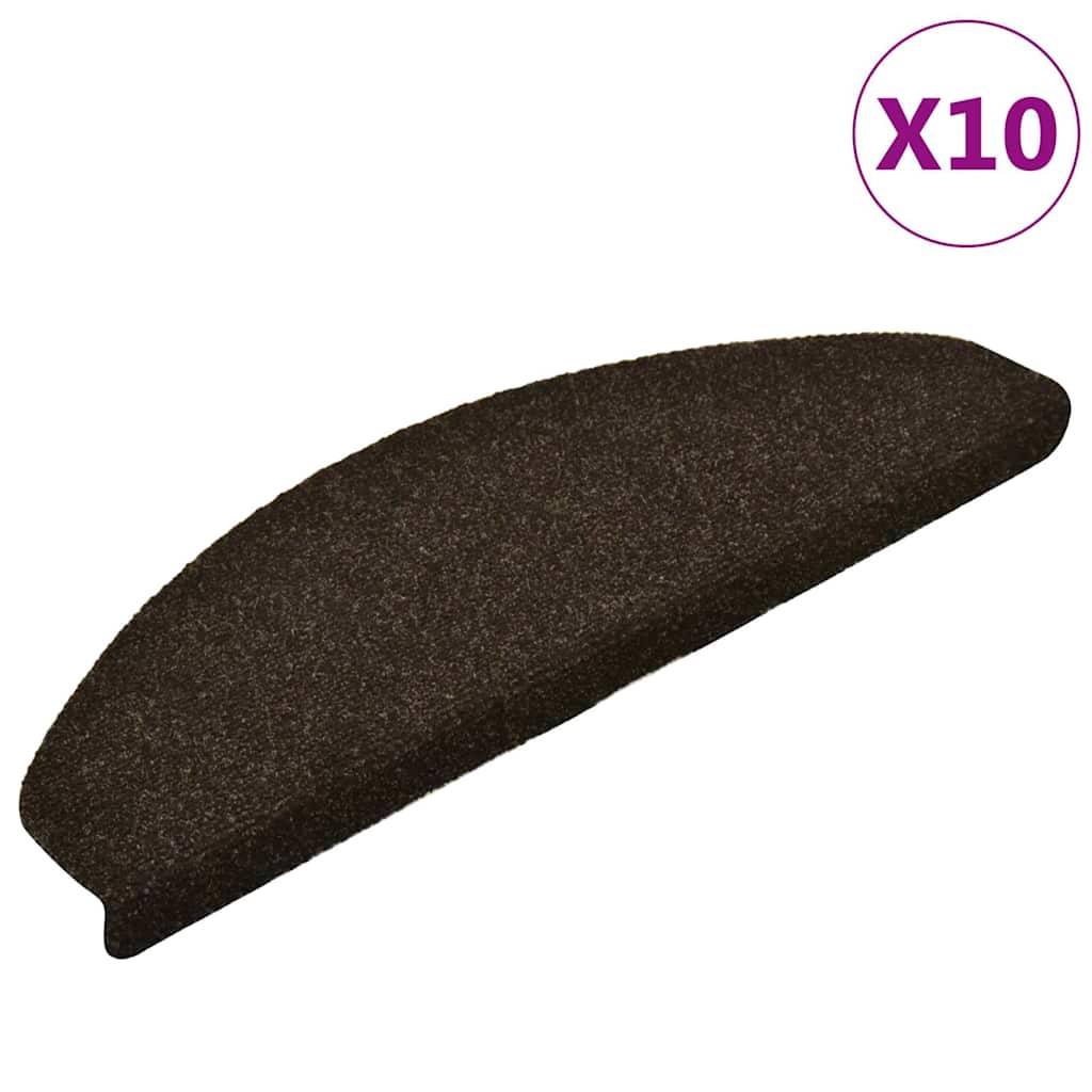 Vidaxl Mats d'escalier auto-adhésifs 10 pcs 65x21x4 cm semi-corses en brun foncé