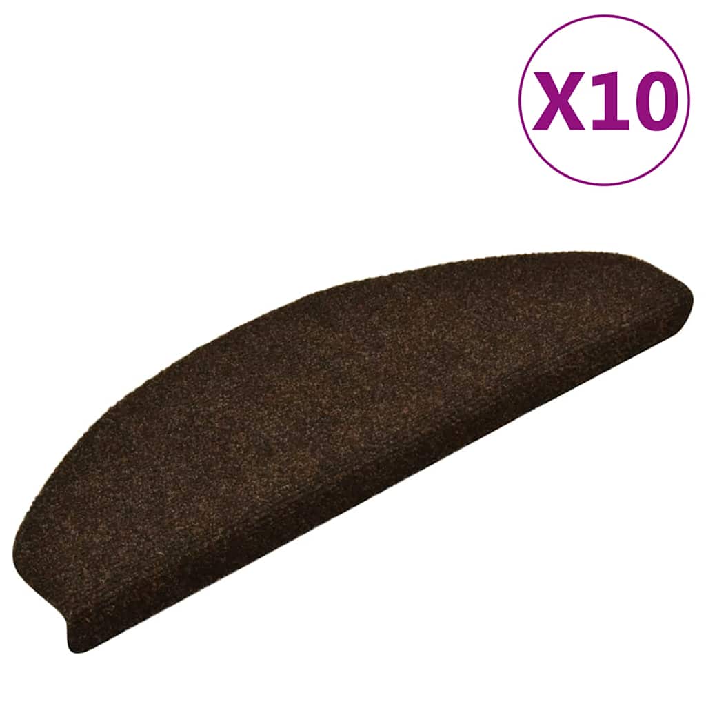 Vidaxl stair mats self-adhesive 10 pieces 65x21x4 cm brown half-round large