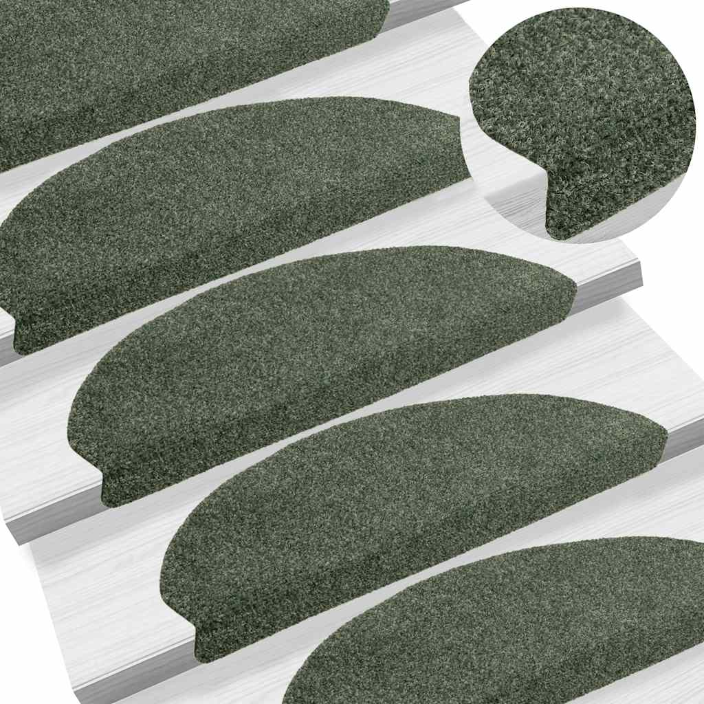 Vidaxl stair mats self -adhesive 5 st 65x21x4 cm needle felt green