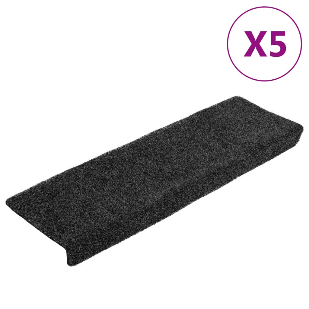 Vidaxl Treppenmatten Selbstadhäsiv 5 Teile 65x21x4 cm graue rechteckige Kante