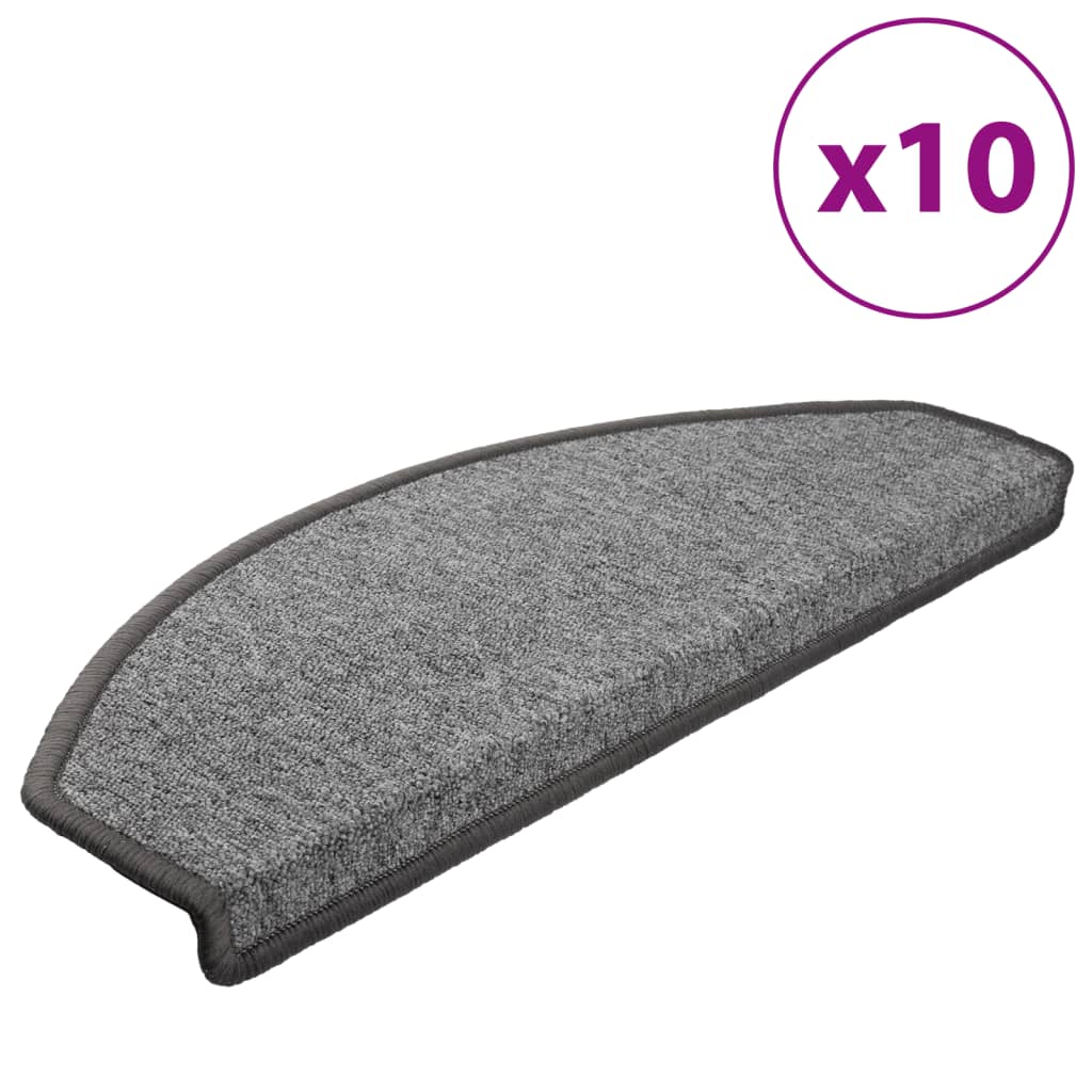 Vidaxl Mats d'escalier 10 st 65x24x4 cm gris foncé