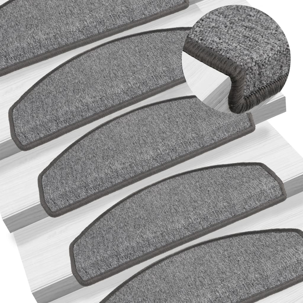 Vidaxl Mats d'escalier 10 st 65x24x4 cm gris foncé