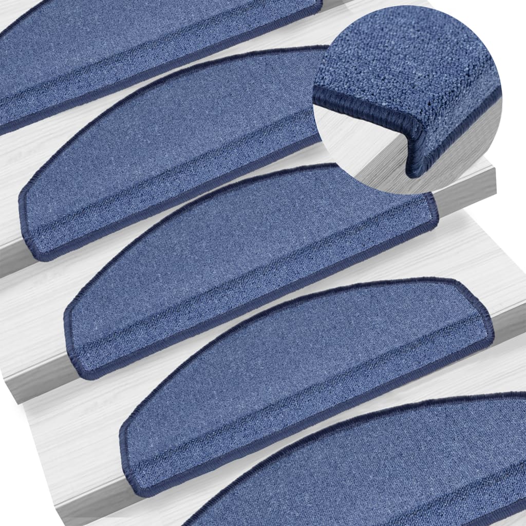Vidaxx tapis d'escalier 10 pcs 65x24x4 cm bleu semi-circulaire grand