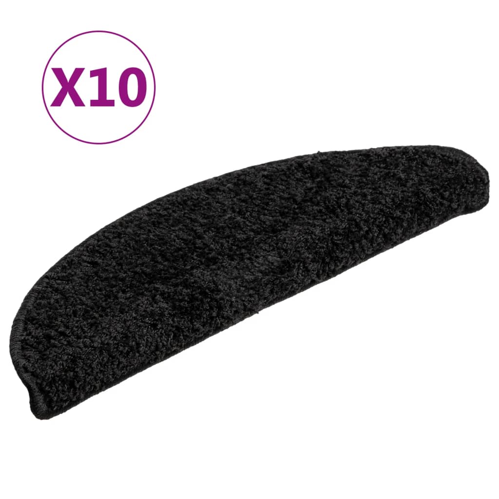 Vidaxx tapis d'escalier 10 pcs 56x17x3 cm noir semi-circulaire