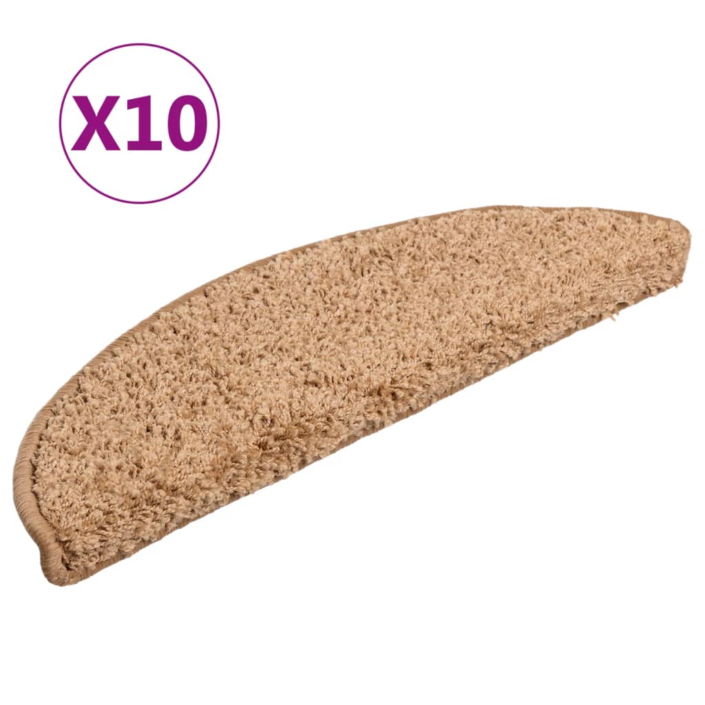Vidaxx tapis d'escalier 10 pcs 56x17x3 cm beige semi-circulaire