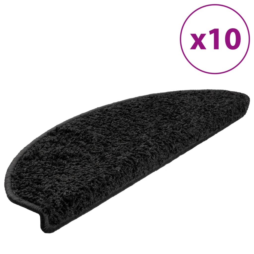 Esteras de escalera de Vidaxl 10 st 65x21x4 cm semifroundos negros grandes