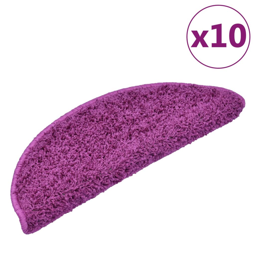 Tappetini per scale VidaXL 10 pz 65x21x4 cm viola semicircolare grande