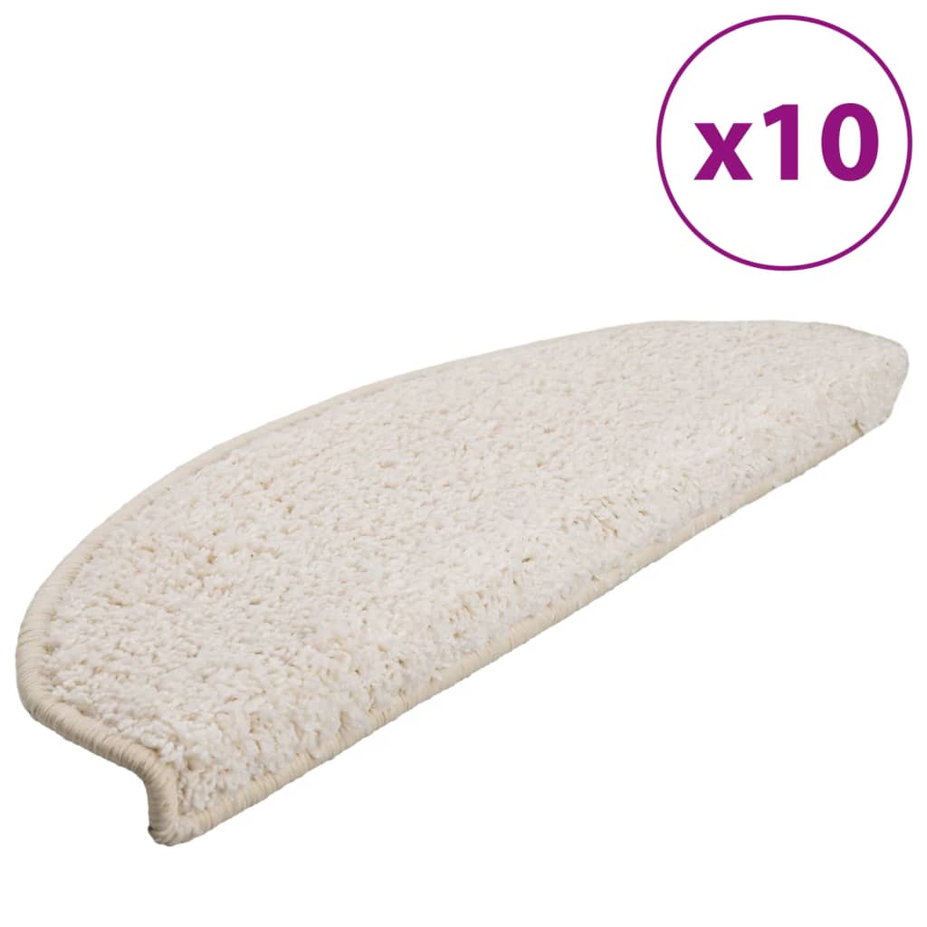 VidaXL tapis d'escalier 10 pcs 65x21x4 cm blanc semi-circulaire grand