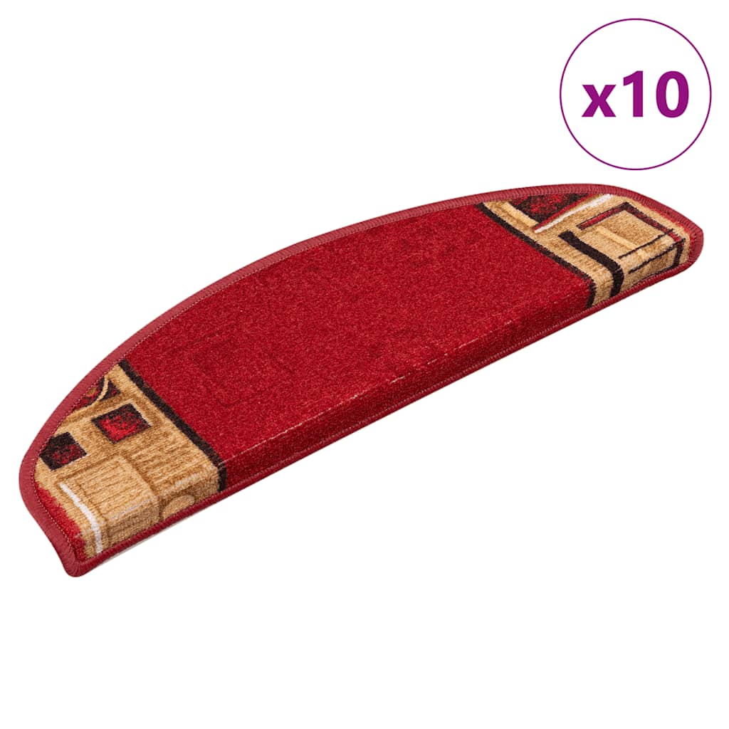 VidaXL tapis d'escalier auto-adhésifs 10 pcs 65x21x4 cm rouge