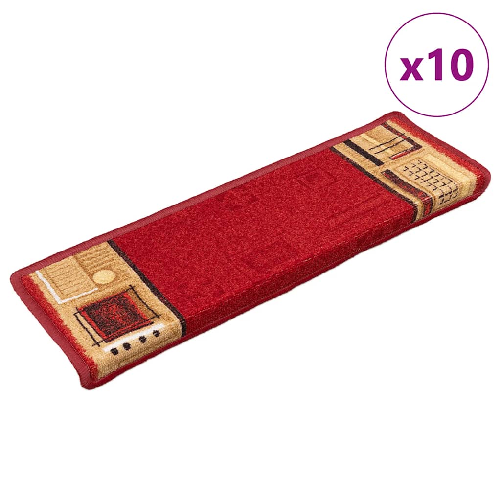 Vidaxl trapmatten zelfklevend 10 st 65x21x4 cm rood
