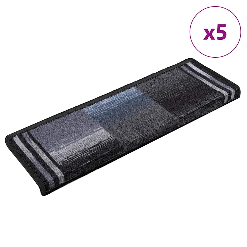 VidaXL tapis d'escalier auto-adhésifs 5 pcs 65x21x4 cm noir et gris