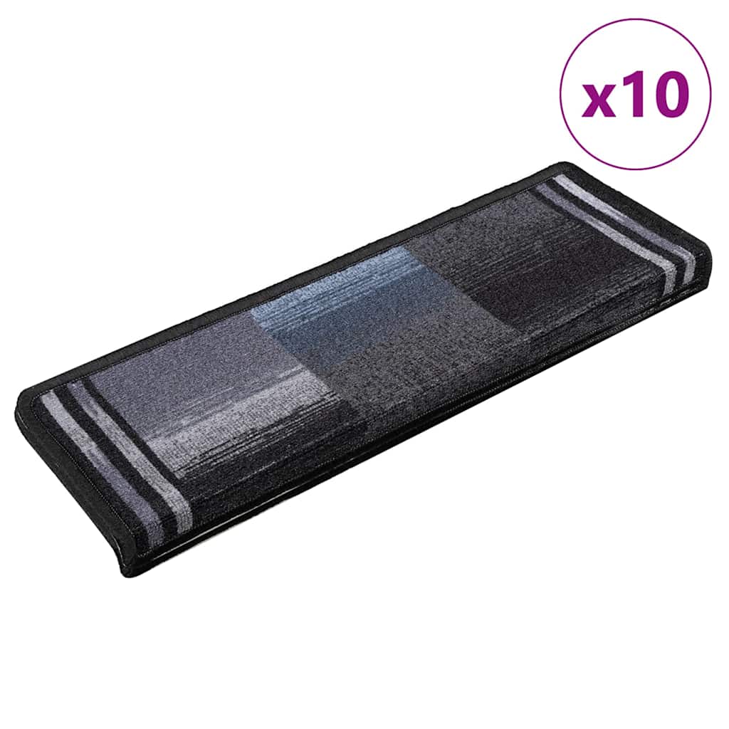 VidaXL tapis d'escalier auto-adhésifs 10 pcs 65x21x4 cm noir et gris