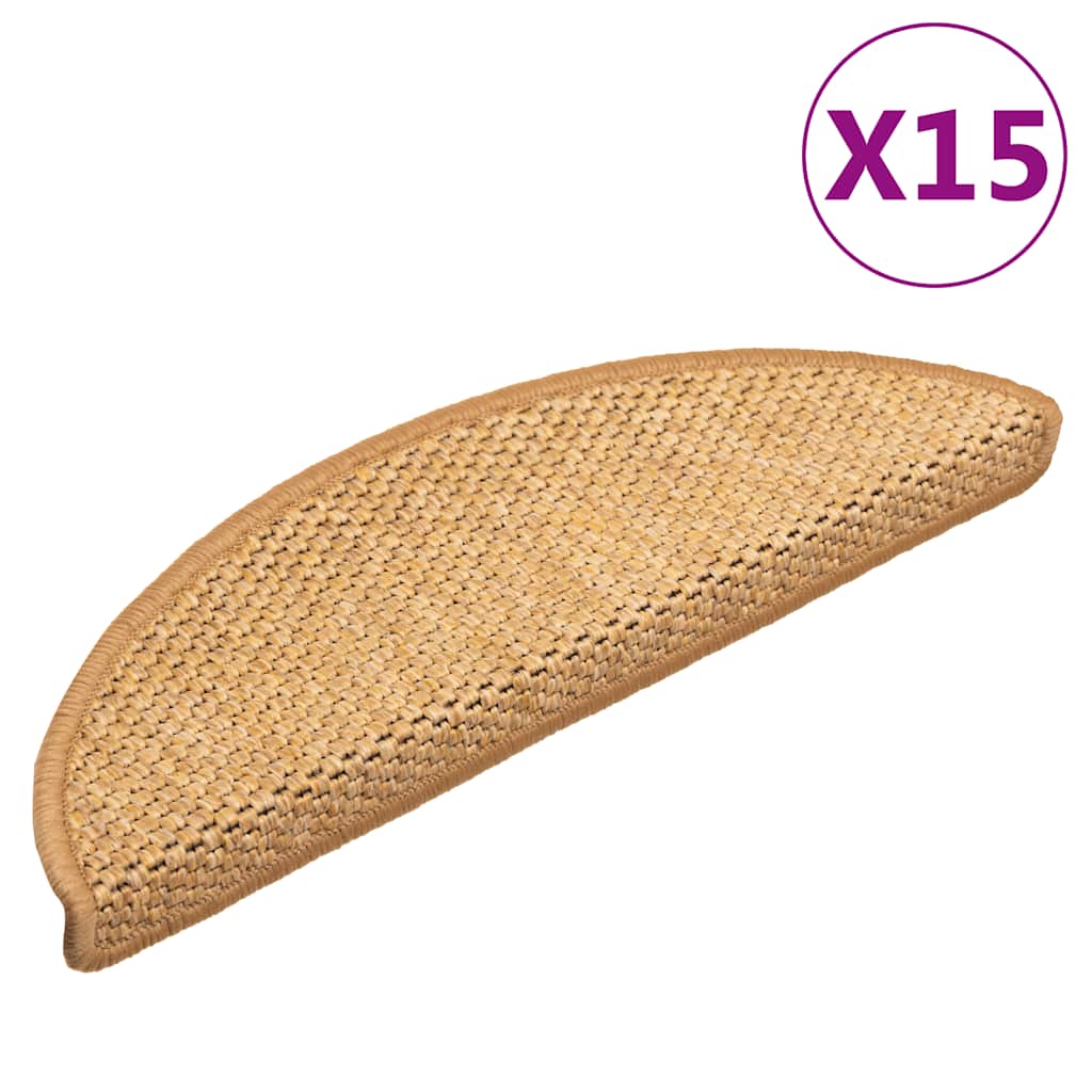 Vidaxl stair mats self-adhesive 15 pcs sisal-look 56x17x3 cm sisal-colored
