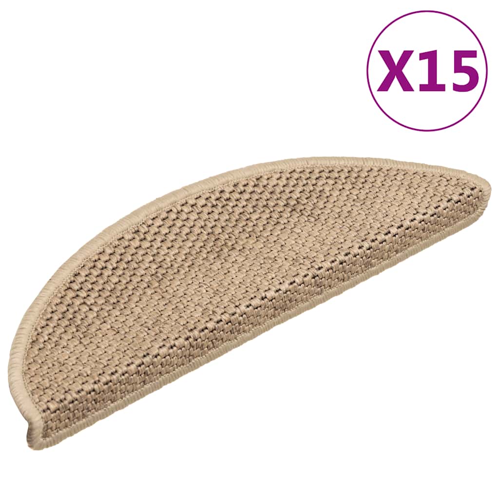 Vidaxl-Treppenmatten selbstklebend 15 St. Sisal Look 56x17x3 cm sandfarben