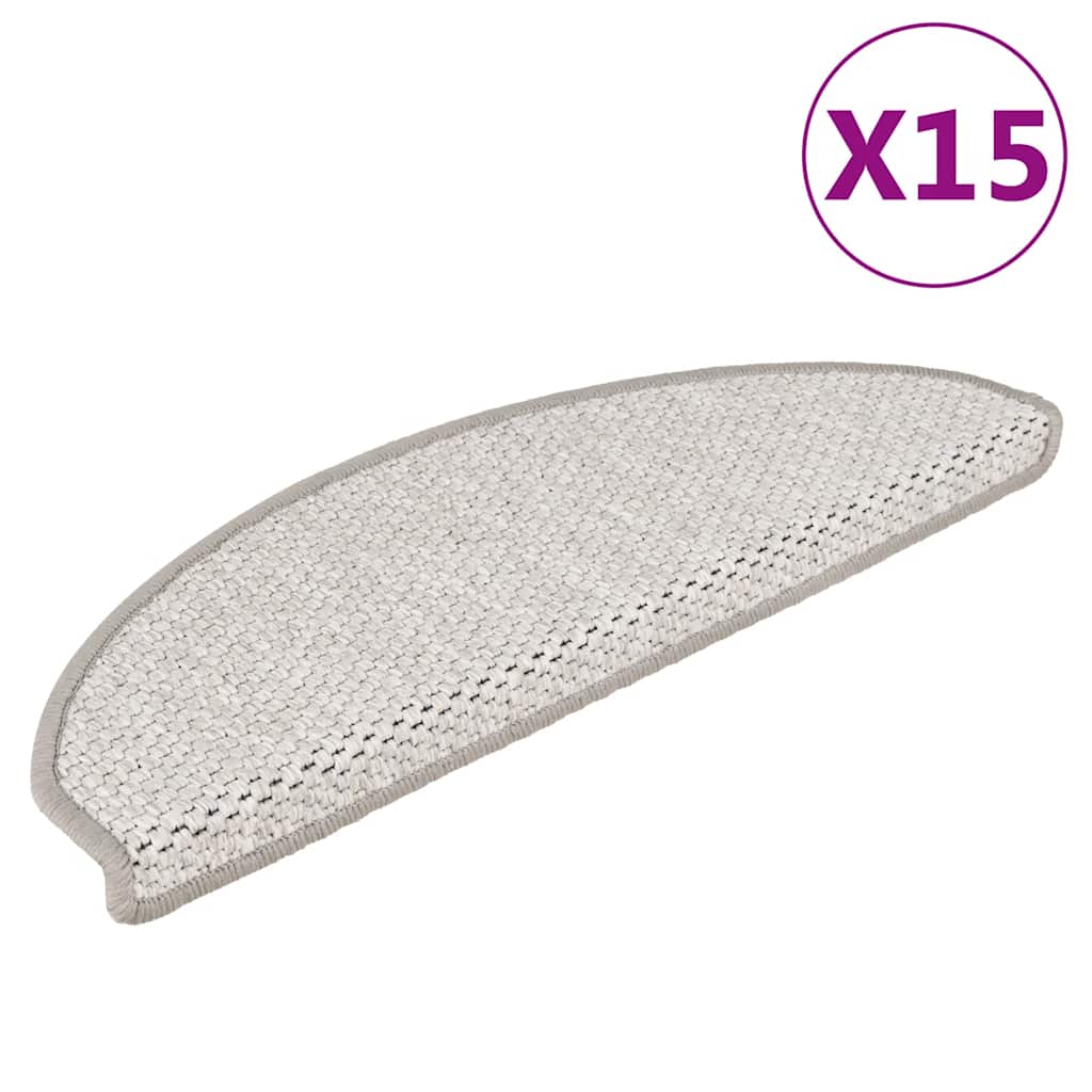Vidaxl stair mats self-adhesive 15 pcs sisal look 65x21x4 cm platinum color