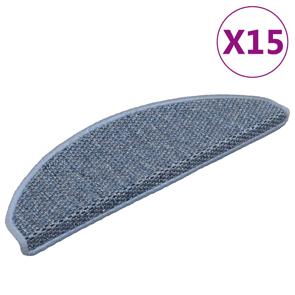 Vidaxl Treppenmatten selbstklebend 15 St. Sisal Look 65x21x4 cm Blau