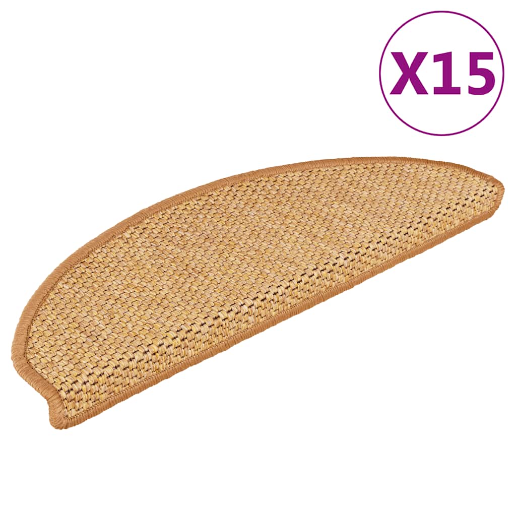Vidaxl Stair tapis auto-adhésif 15 st sisal look 65x21x4 cm coloré sisal