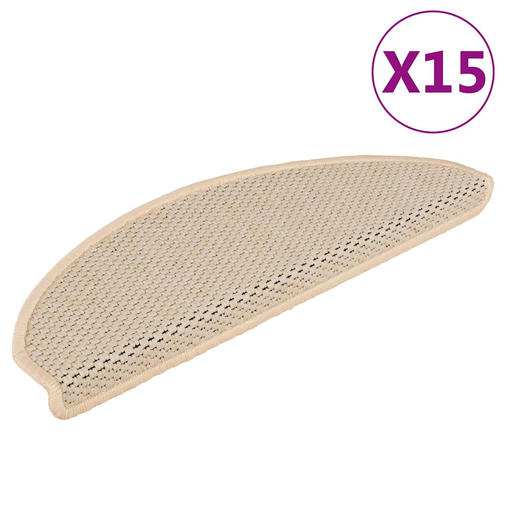 Esteras de escalera de Vidaxl autoadhesivo 15 SISAL SISAL 65x21x4 cm bereber