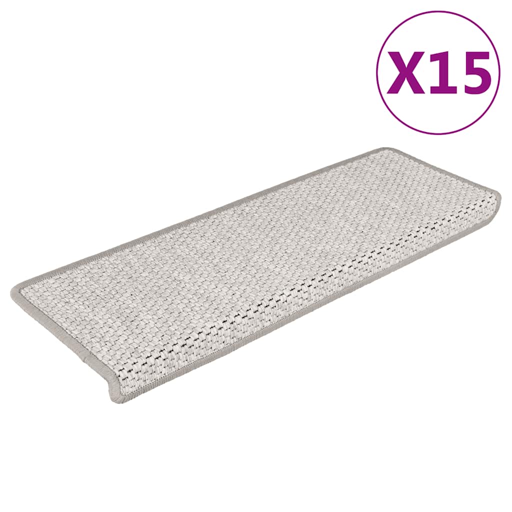 Vidaxl Stair tapis auto-adhésifs 15 st sisal look 65x21x4 cm Couleur de platine
