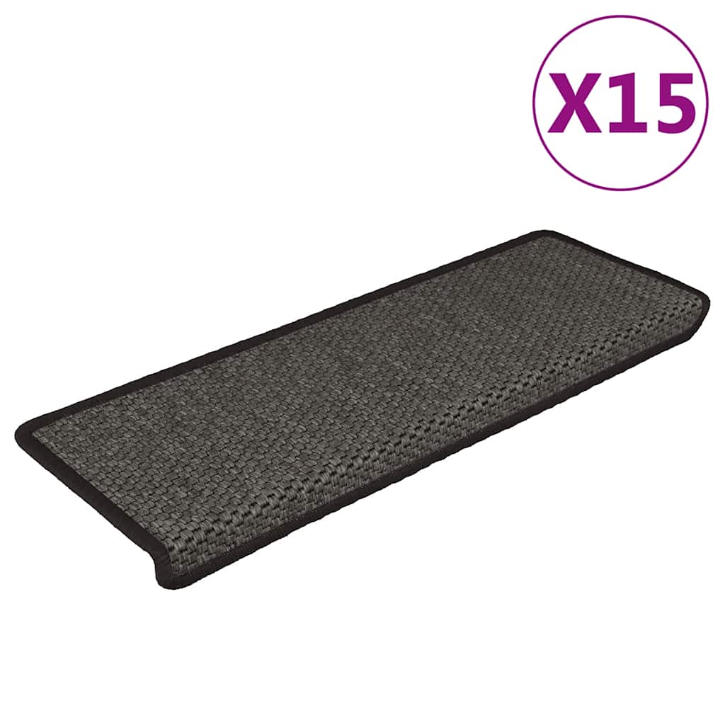 Vidaxl-Treppen selbst klebend 15st Sisal Look 65x21x4cm Anthrazitfarbe