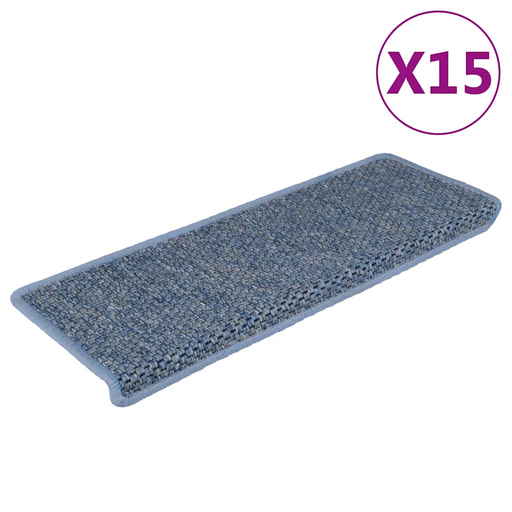 Vidaxl tappetini per autoadesivi 15 St sisal look 65x21x4 cm blu