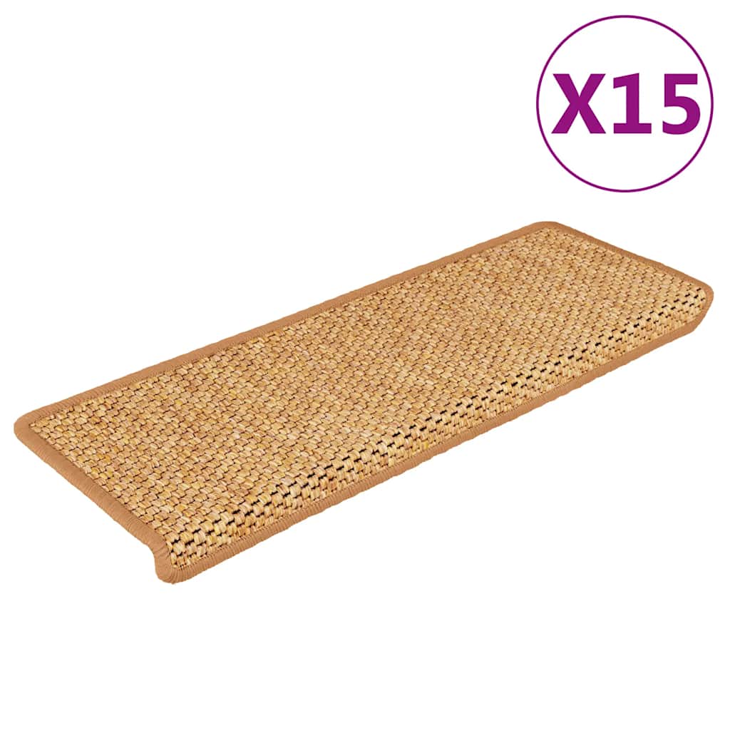 Vidaxl Mat à escalier auto-adhésif 15 st sisal look 65x21x4 cm orange