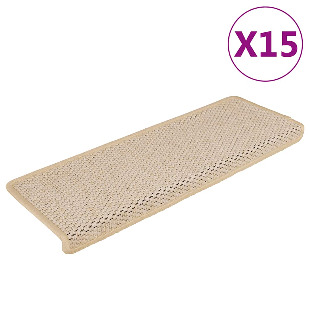 Vidaxl-Treppenmatten selbstklebend 15 St. Sisal Look 65x21x4 cm cremefarben