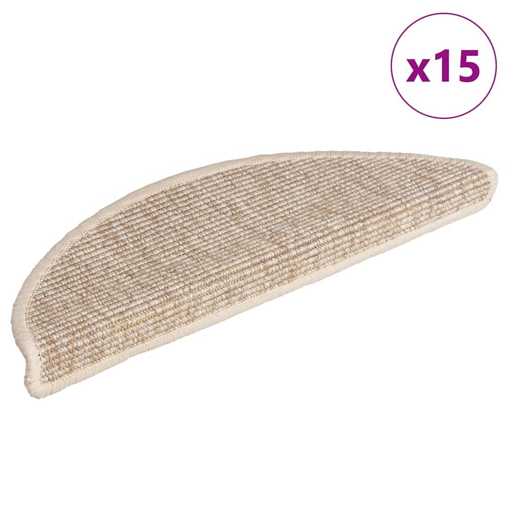 Vidaxl stair mats 15 pcs 56x17x3 cm light beige semi-circular