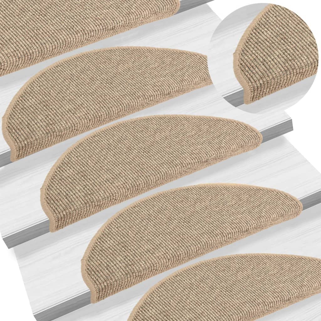 Vidaxx alfombrillas para escaleras 15 uds 65x21x4 cm beige oscuro semicircular grande