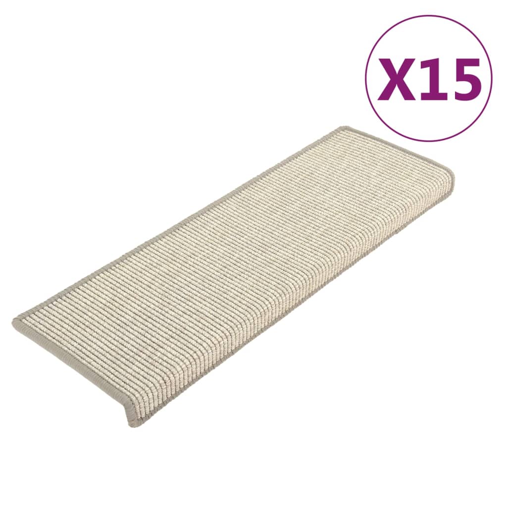 Vidaxx alfombrillas para escaleras 15 piezas 65x21x4 cm plateadas con borde rectangular