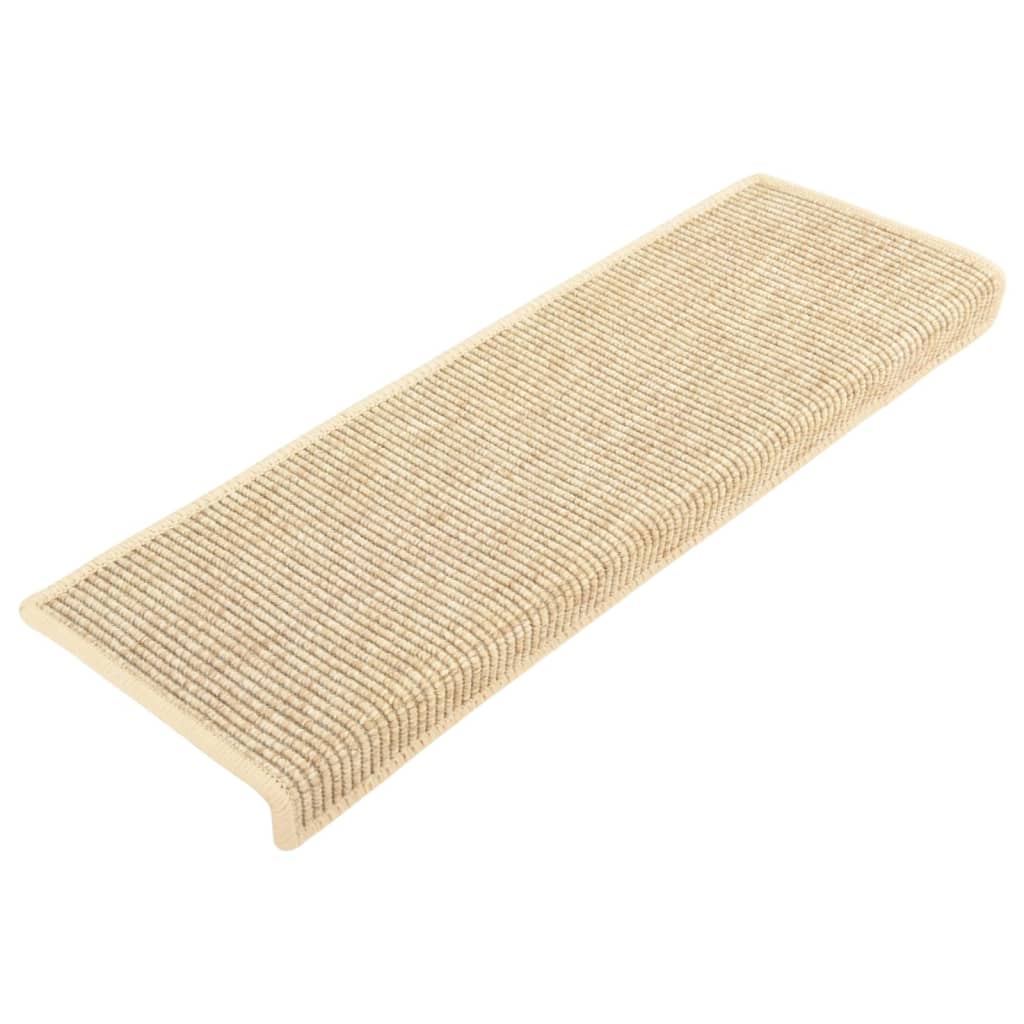 Vidaxx alfombrillas para escaleras 15 piezas 65x21x4 cm beige claro con borde rectangular