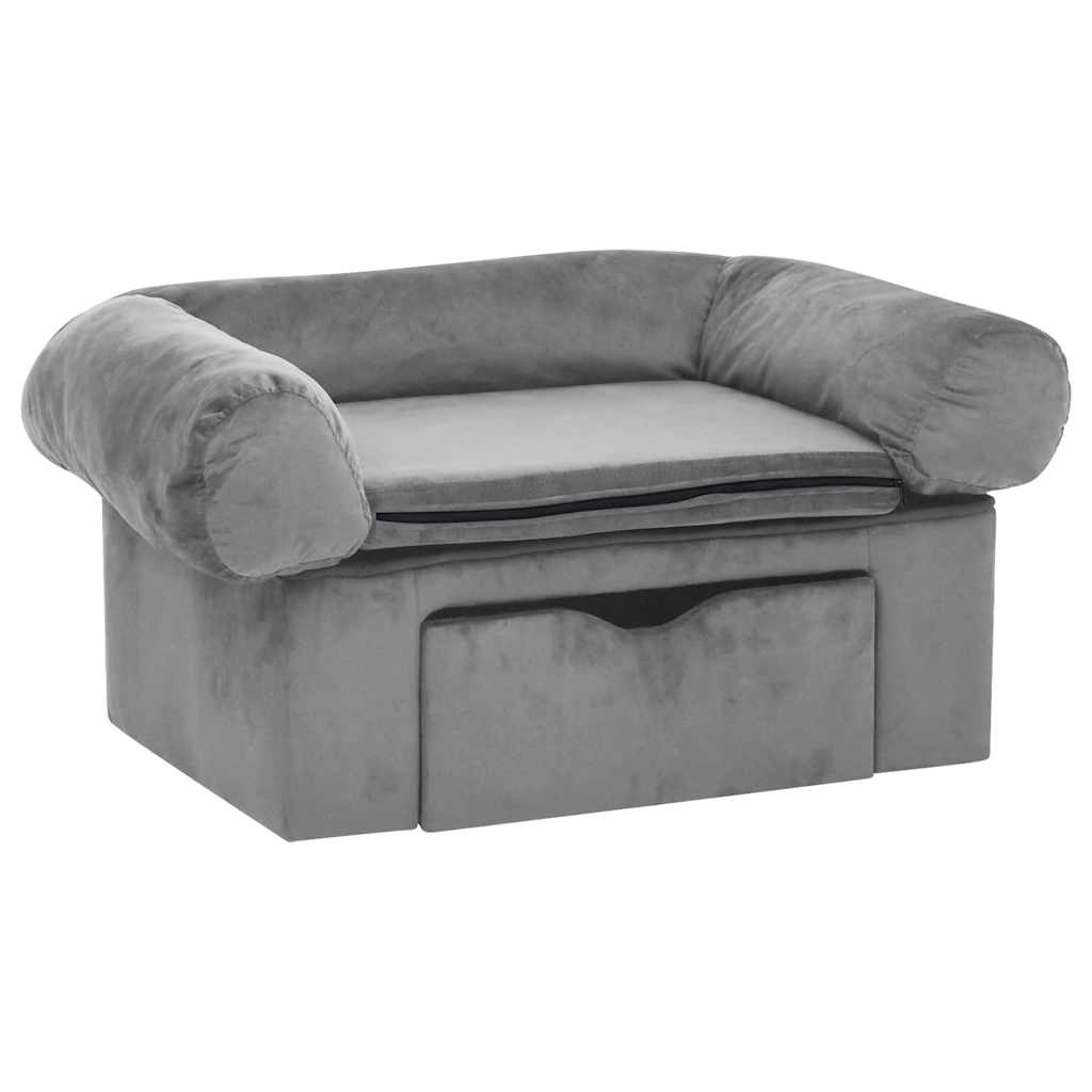 Vidaxl dog bed with drawer 75x50x38 cm plush gray