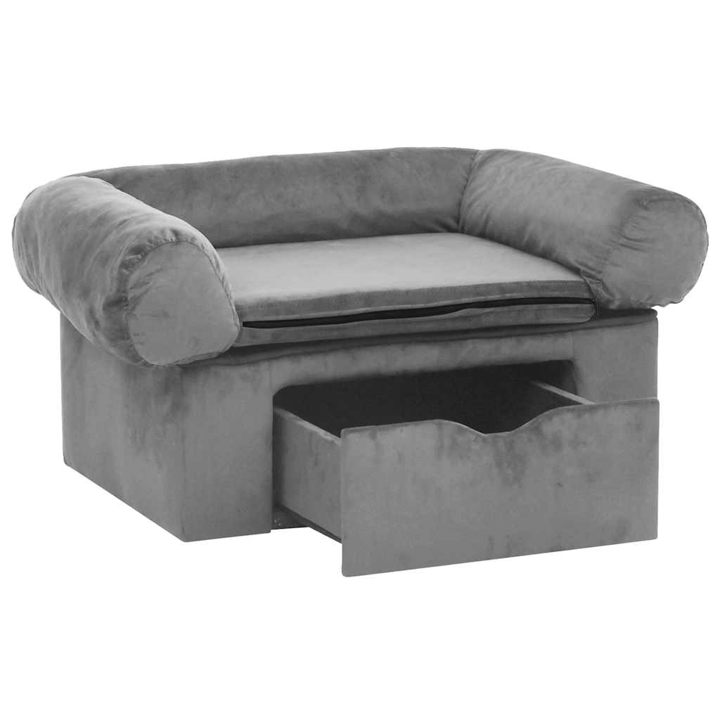 Vidaxl dog bed with drawer 75x50x38 cm plush gray