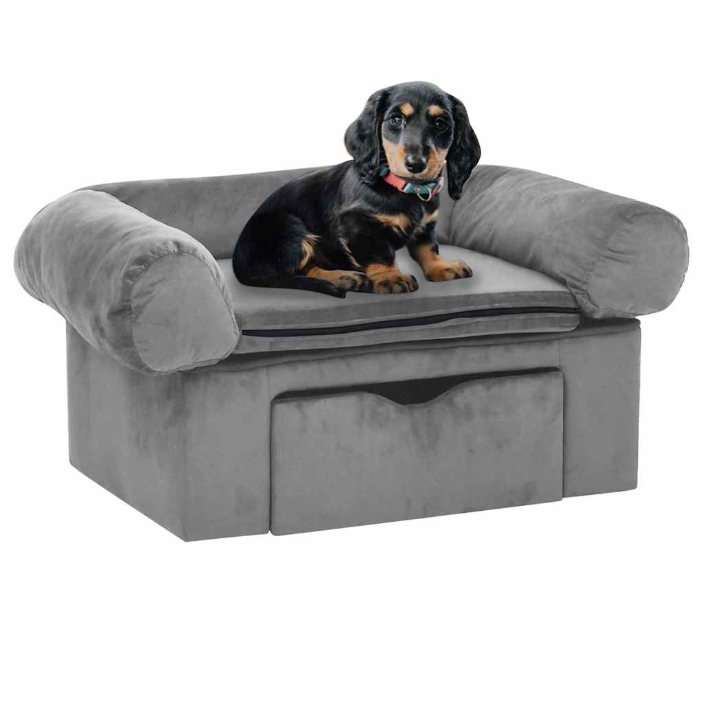Vidaxl dog bed with drawer 75x50x38 cm plush gray