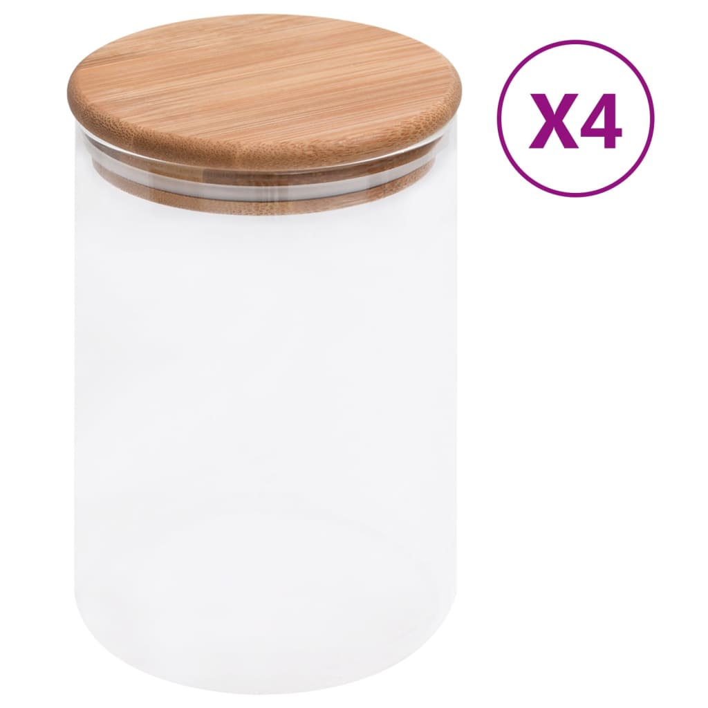 Vidaxl Späichere mat Bambusocks 4 st 800 ml Glas