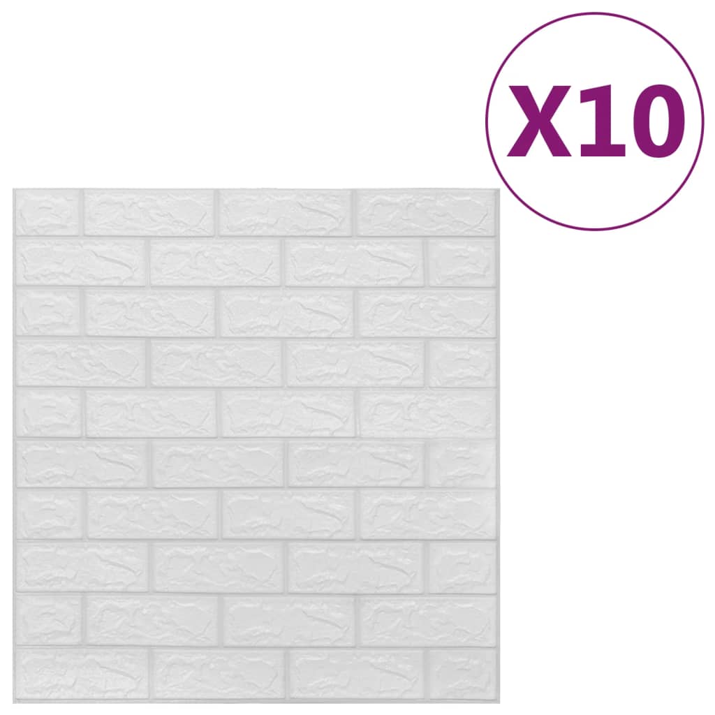 Vidaxl 3D Wallpaper Self-Adhesive 10 pcs Brick White