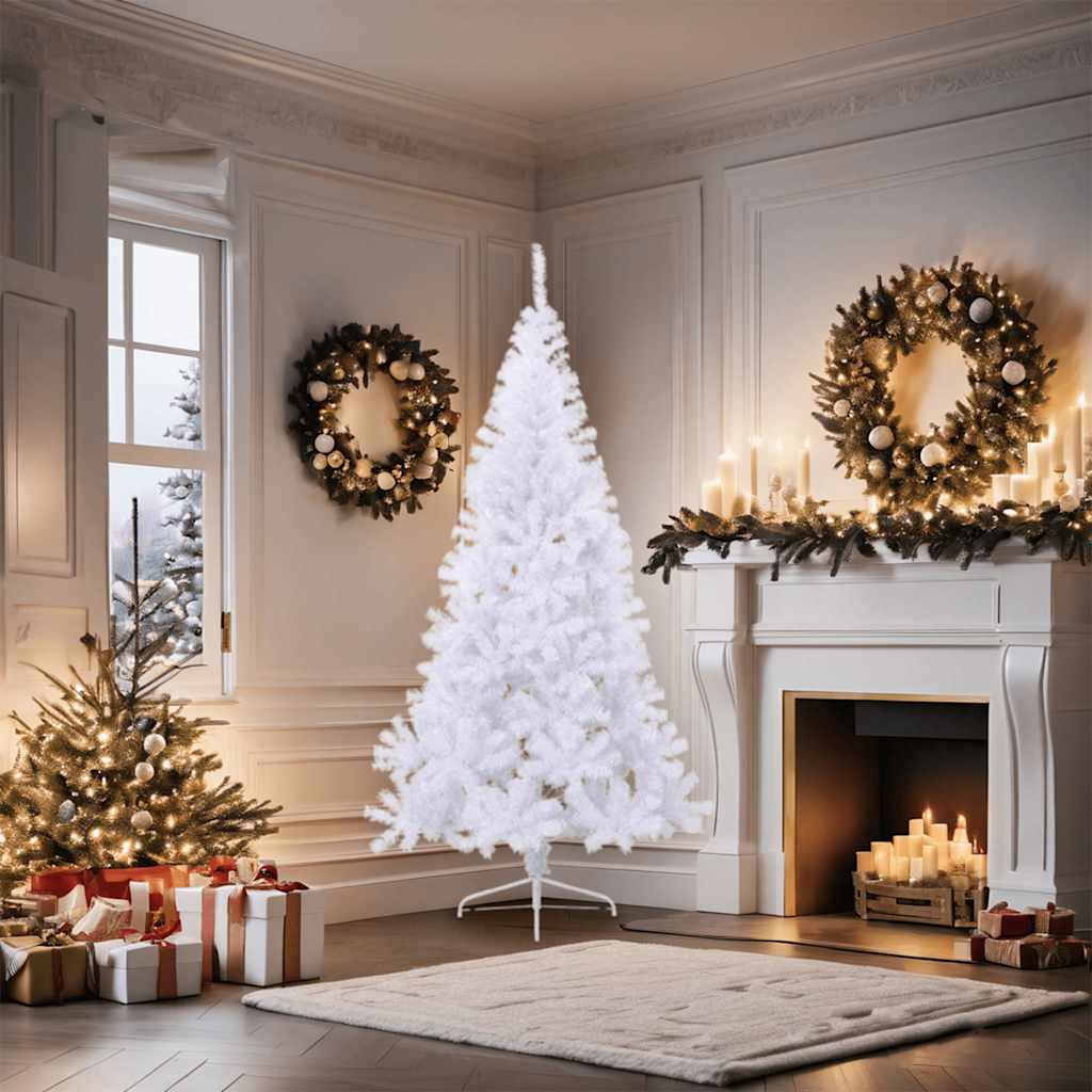 Vidaxl artificial Christmas tree with stand half 180 cm PVC white